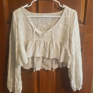 Urban Outfitters cropped peplum floral blouse